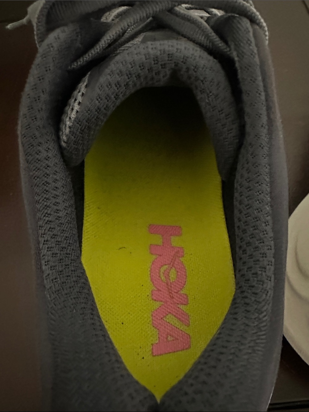 Hoka Bondi Women's Gray and Yellow Athletic Running Shoes - Picture 3 of 7
